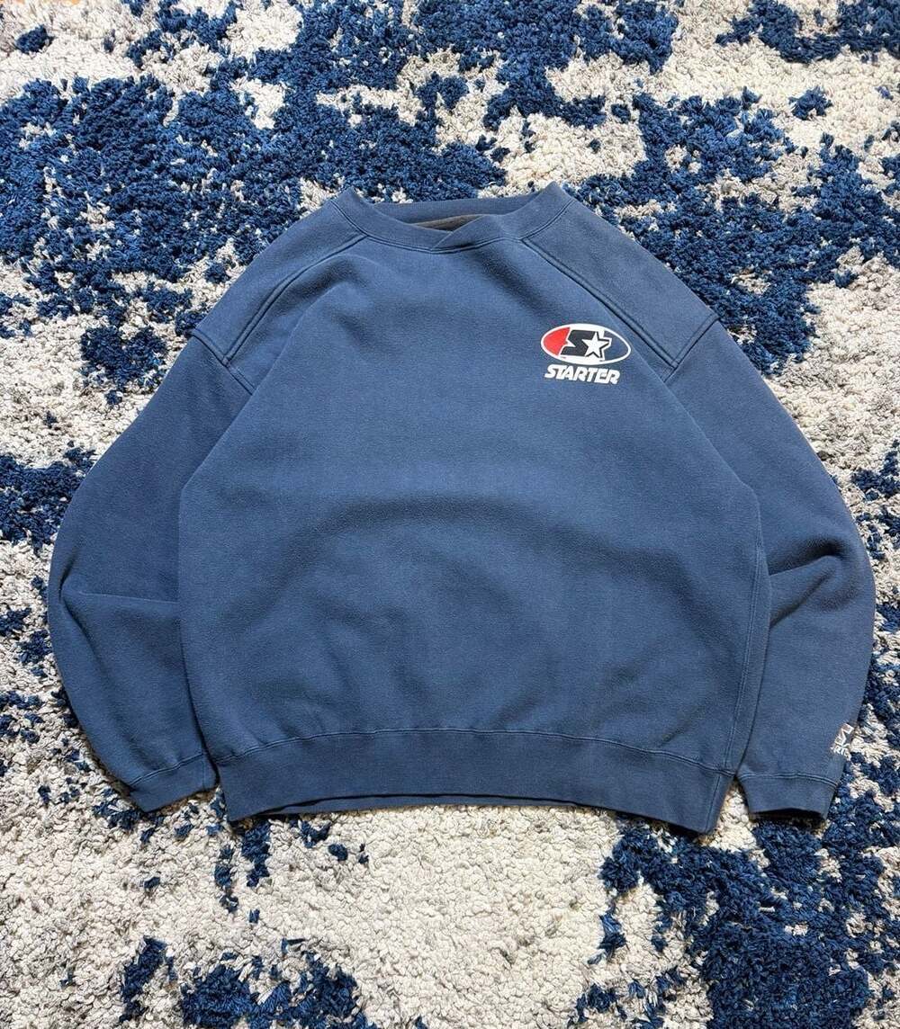 Starter Sweatshirt Size Large Blue Crewneck Pullover